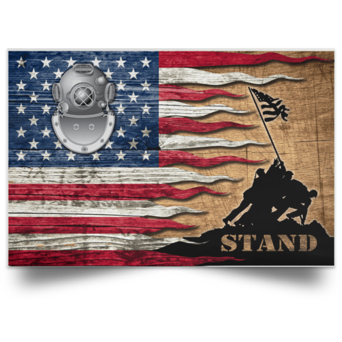 US Coast Guard Diver ND Logo Stand For The Flag Satin Landscape Poster