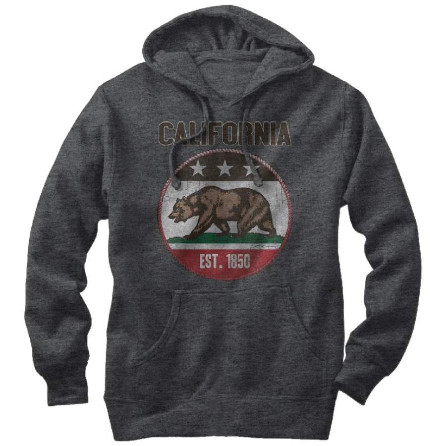 Lost Gods Men’s California Est 1850  Lightweight Hoodie Charcoal Heather