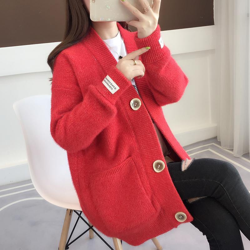 Autumn Winter Sweater Women’s Coat Autumn Winter New Korean Fashion Leisure Loose Medium And Long Knitted Lady Cardigan alx