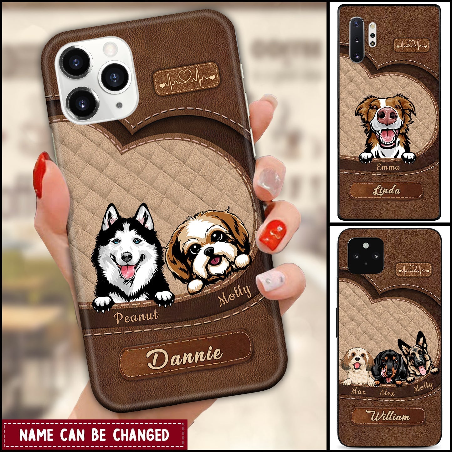 Personalized Dog Mom Puppy Pet Dogs Lover Texture Leather Phone Case