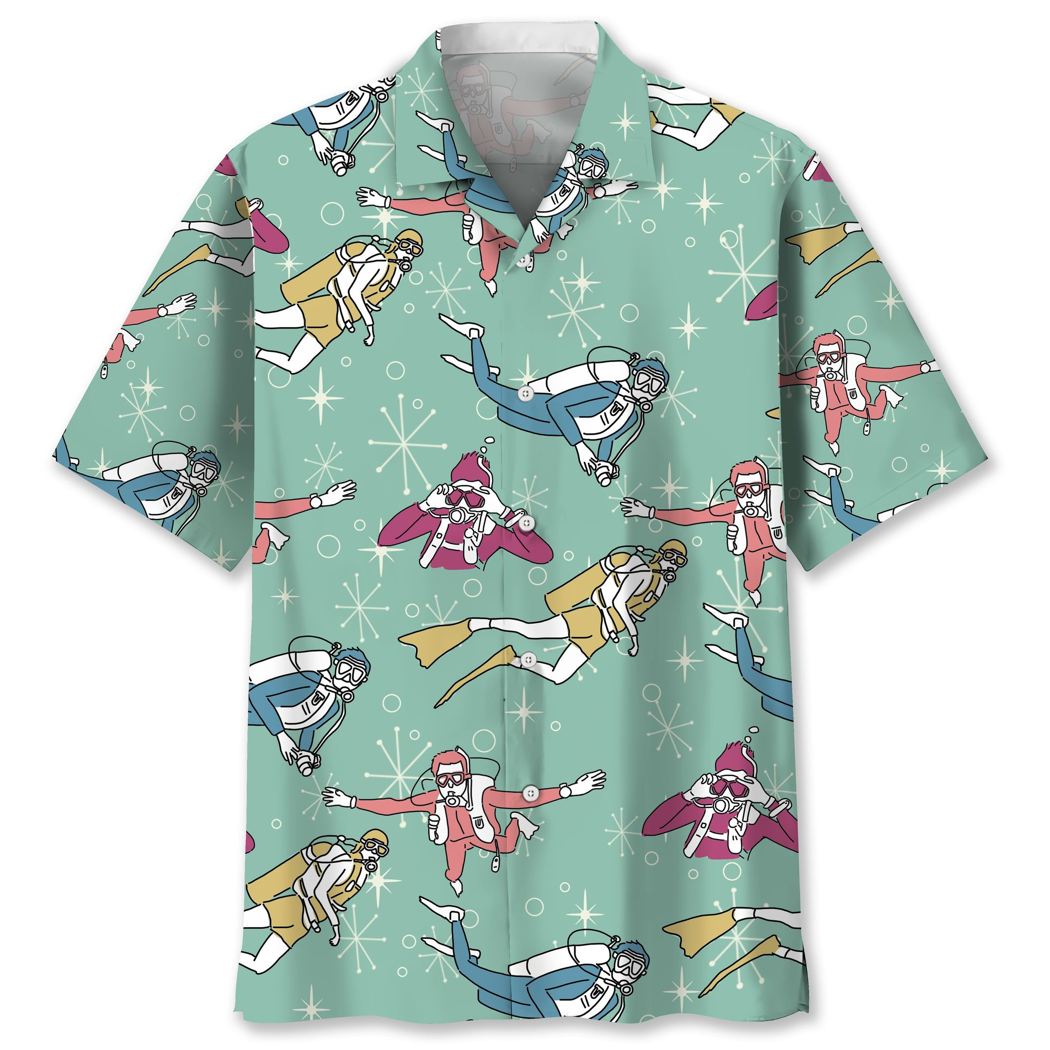 Scuba Diving Geometric Hawaiian Shirt Ha68312