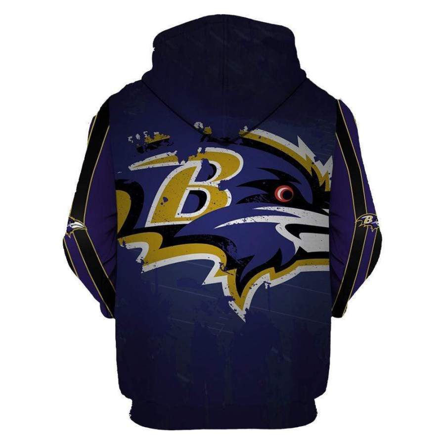 Baltimore Ravens Printed Hooded Pocket Pullover Sweater