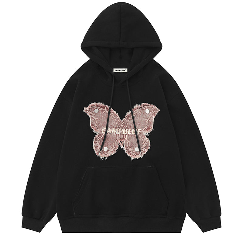 Lemandik® Fall Pullover Hoodie Butterfly Patch