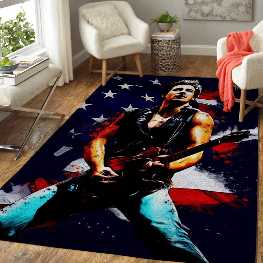 Bruce Springsteen American Singer And Musician Pop Art Area Rug