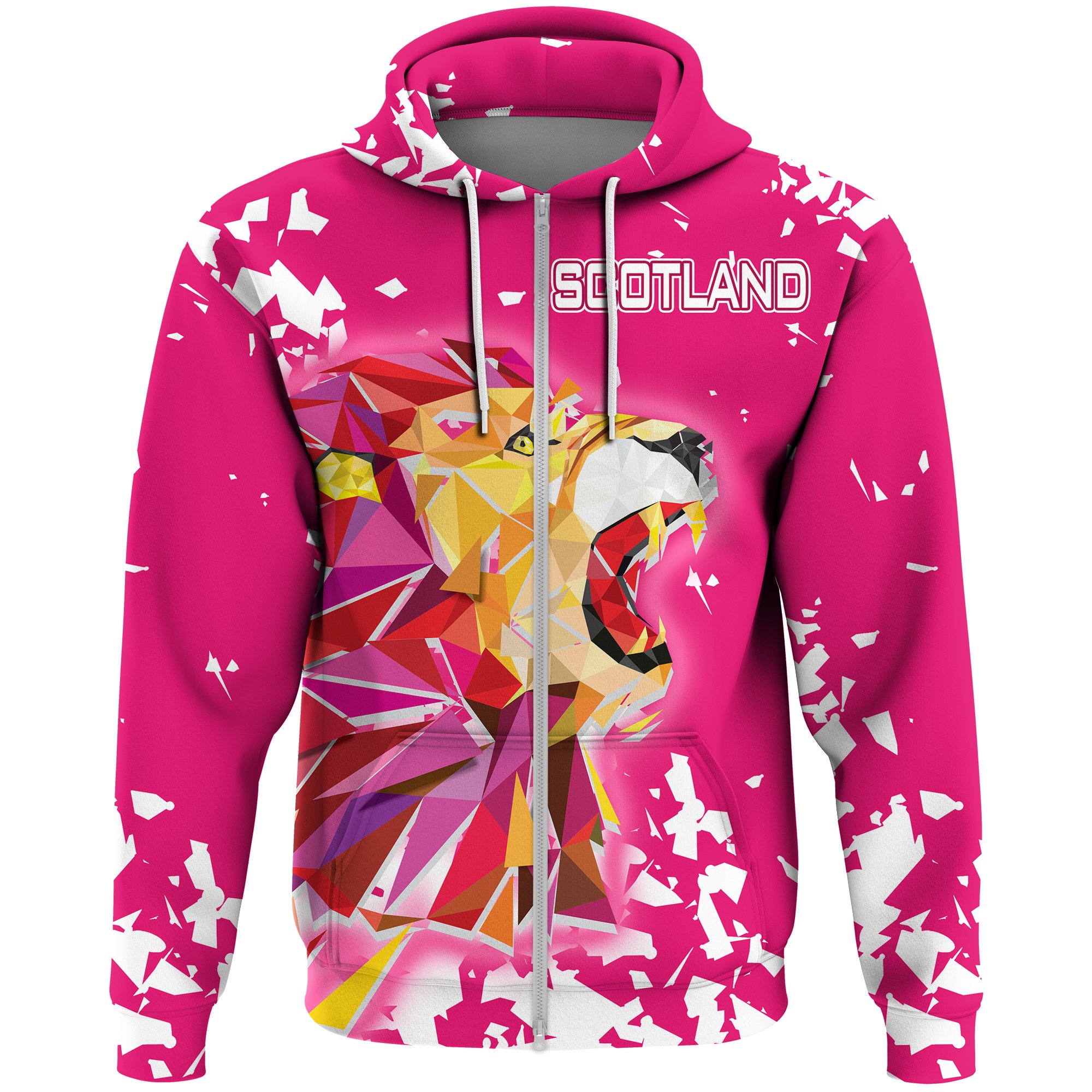 1stScotland Zip Hoodie Pink Lion A27