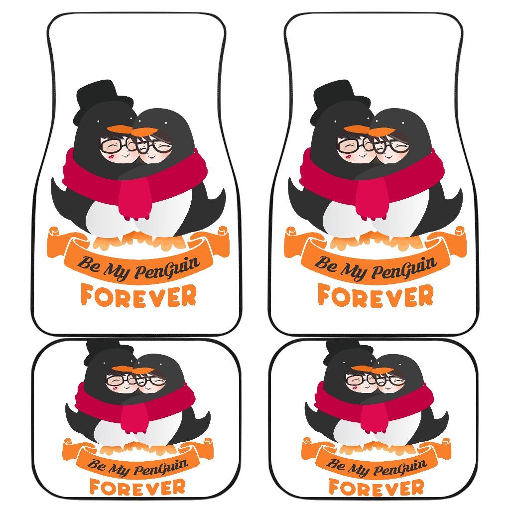 Penguin Couple Front And Back Car Mats Personalized Car Seat Floor Mat Custom Print