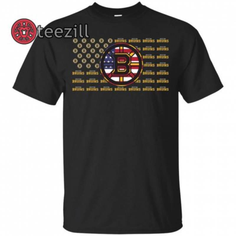 Boston Bruins Fan American Flags T-shirt