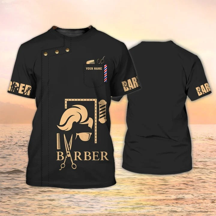 Personalized Barber Men Shirt, Women Barber Tshirt, Black Shirt Barber Shop Uniform, Barber Gifts