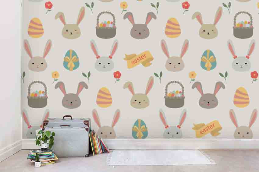 3D Cartoon Rabbit Wall Mural Wallpaper A221 Lqh