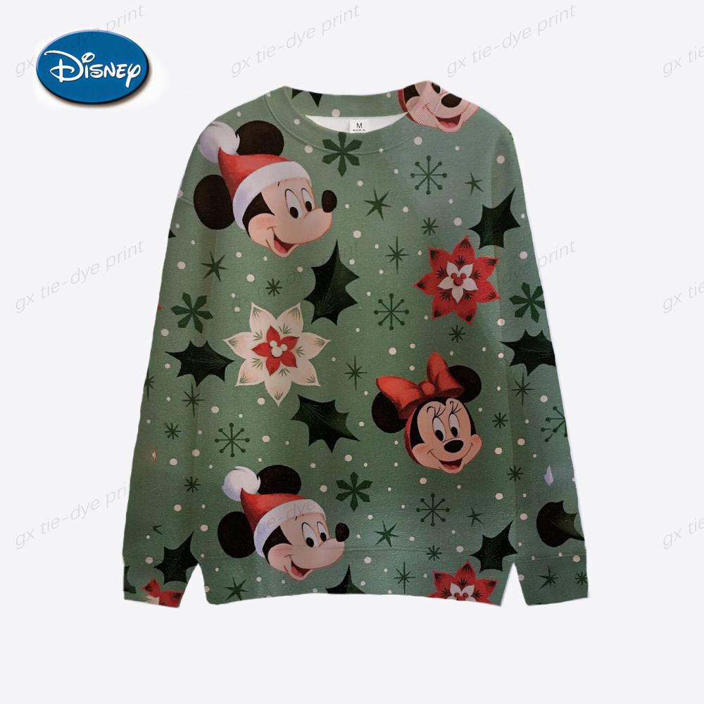 Women Fashion Pullovers 90s Cartoon Autumn Spring Disney Mickey Minnie Print Hoodies Casual Lady Female Graphic Sweatshirt alx