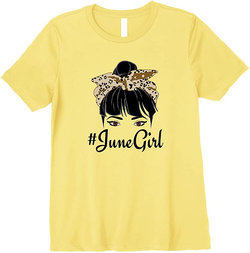 Cute June Girl Leopard Birthday For Queen Born June Birthday Premium T-Shirt