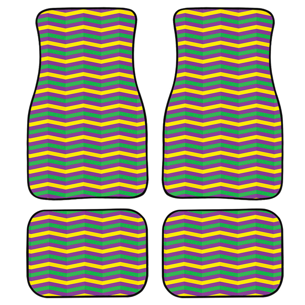 Mardi Gras Fat Tuesday Chevron Print Front And Back Car Floor Mats, Front Car Mat