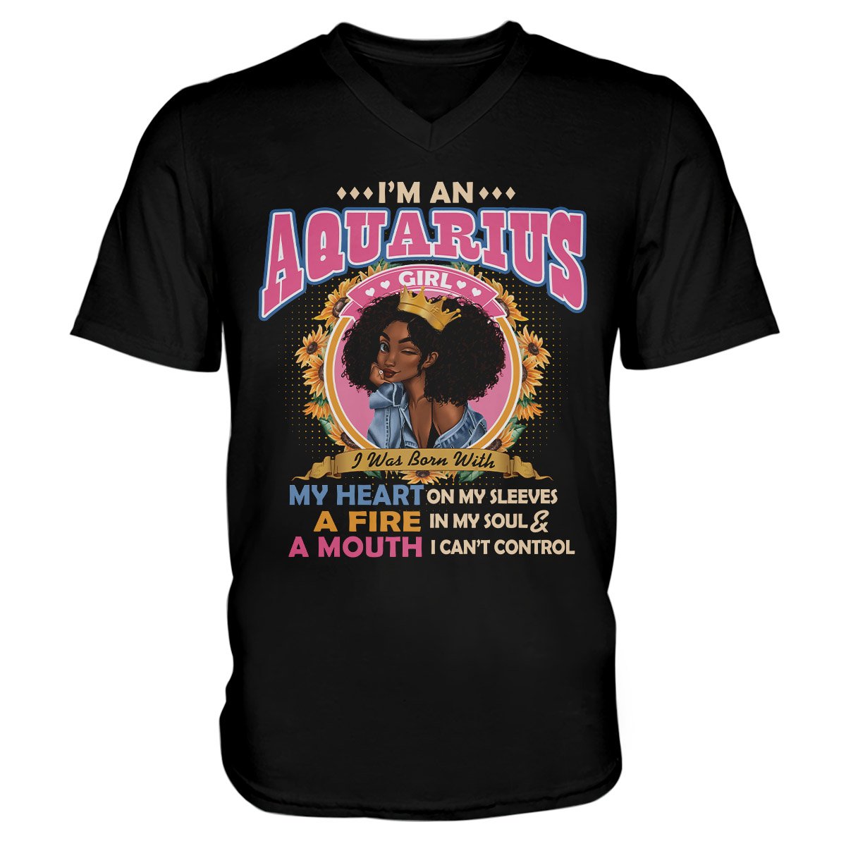 Black Queen Im An Aquarius Girl Ez13 1609 Men V-Neck T-Shirt