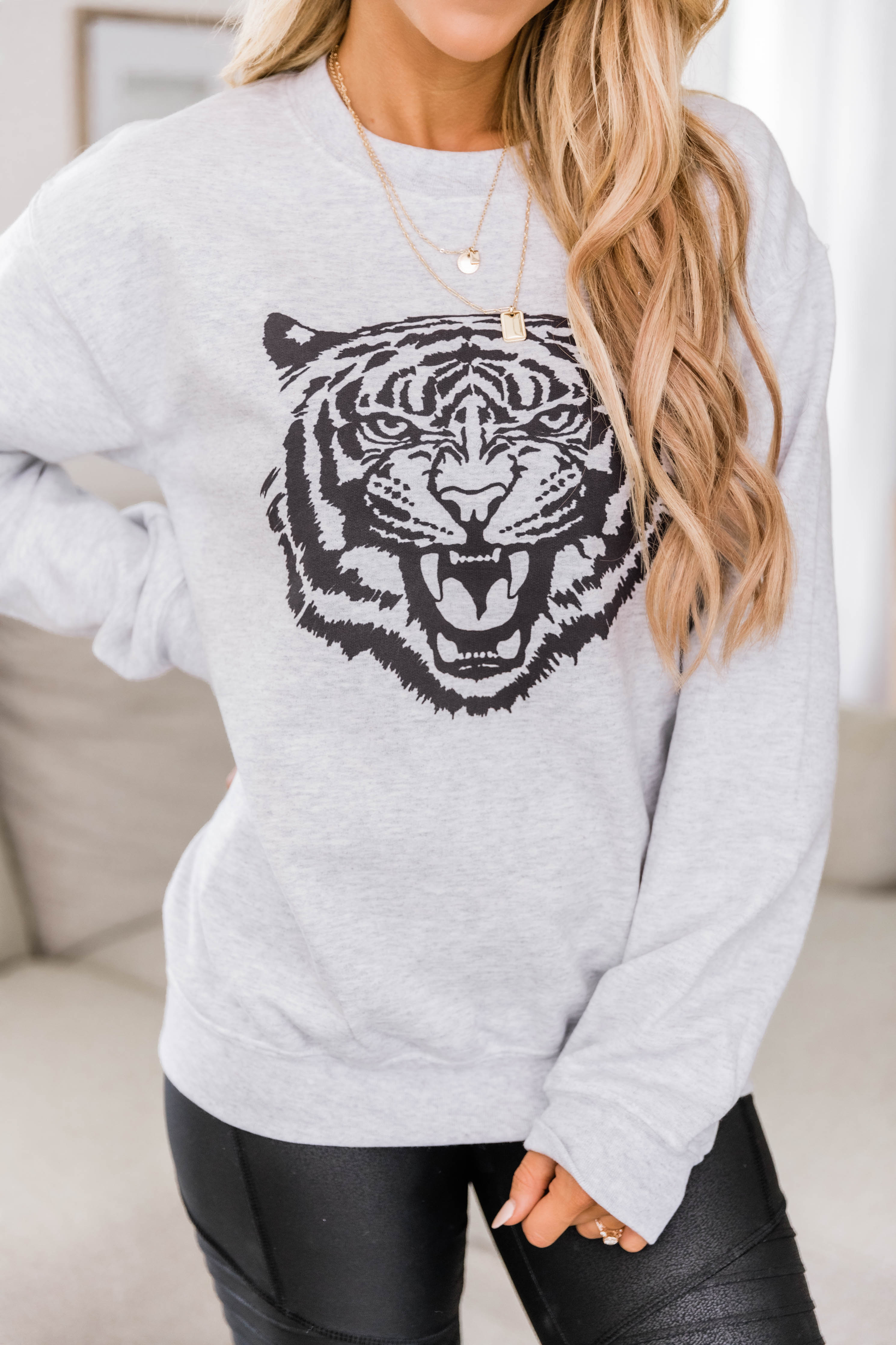 Black Tiger Graphic Ash Sweatshirt