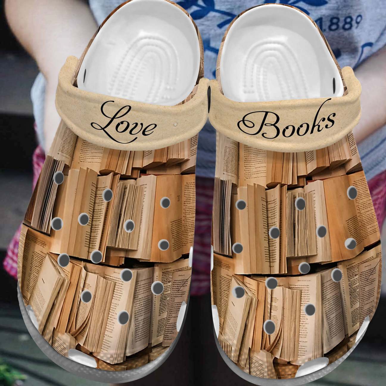 Book Personalized Clog, Custom Name, Text, Color, Number Fashion Style For Women, Men, Kid, Print 3D Love Books