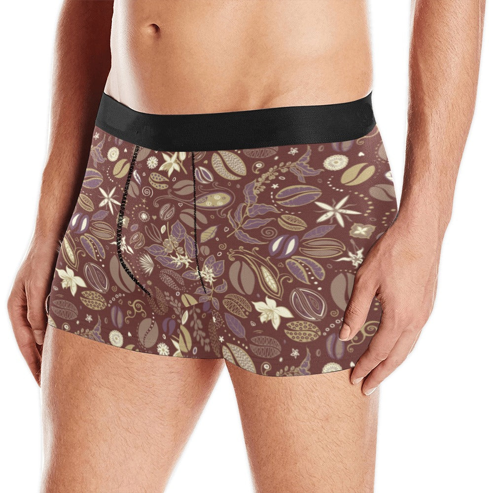 Coffee Bean Flower Pattern Men’S All Over Print Boxer Briefs Men’S Underwear