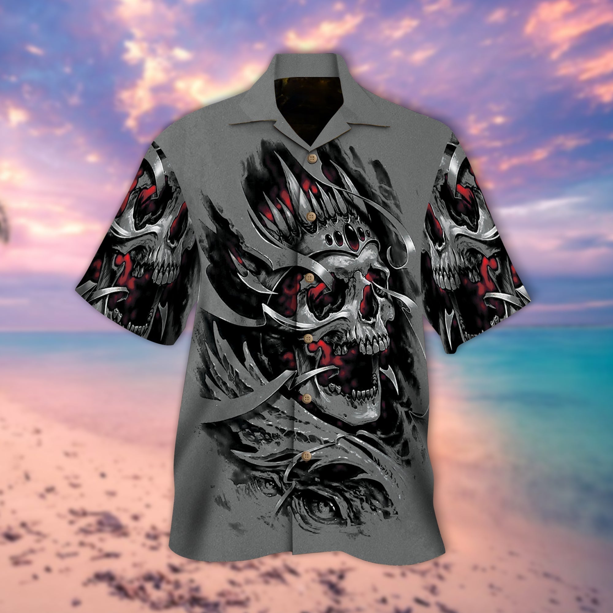 Dark Grey Skull Hawaii Lover Hawaii Shirt For Men Women Ha51981