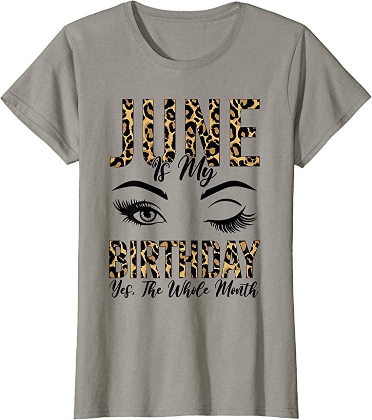 Womens 17o Leopard Birthday June is my Birthday Wink Eyes T-Shirt