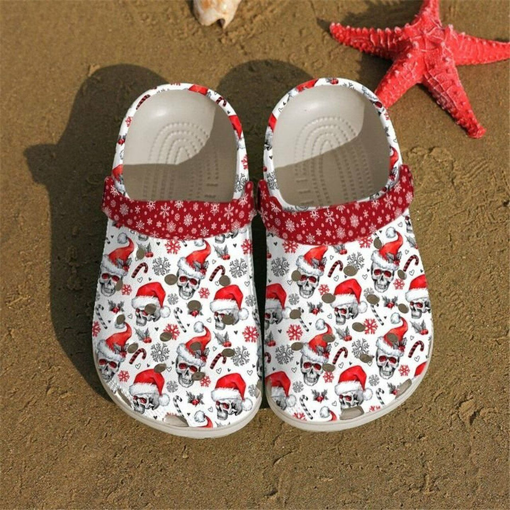 Skull Xmas Bling Bling 102 Gift For Lover Rubber Crocs Clog Shoes Comfy Footwear