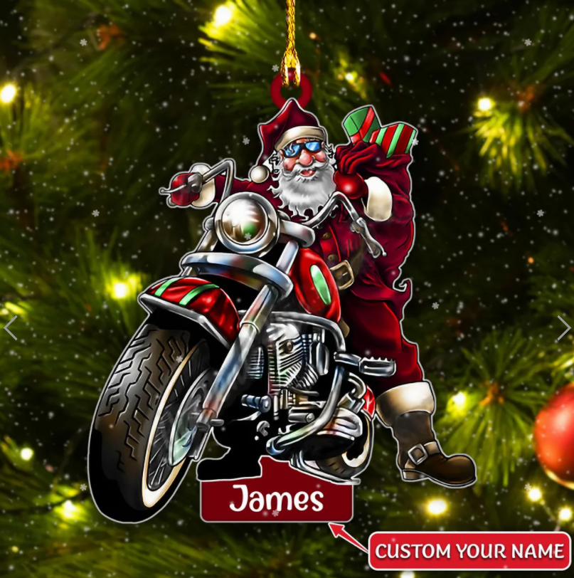 Personalized Biker, Custom Ornaments For Christmas Santa