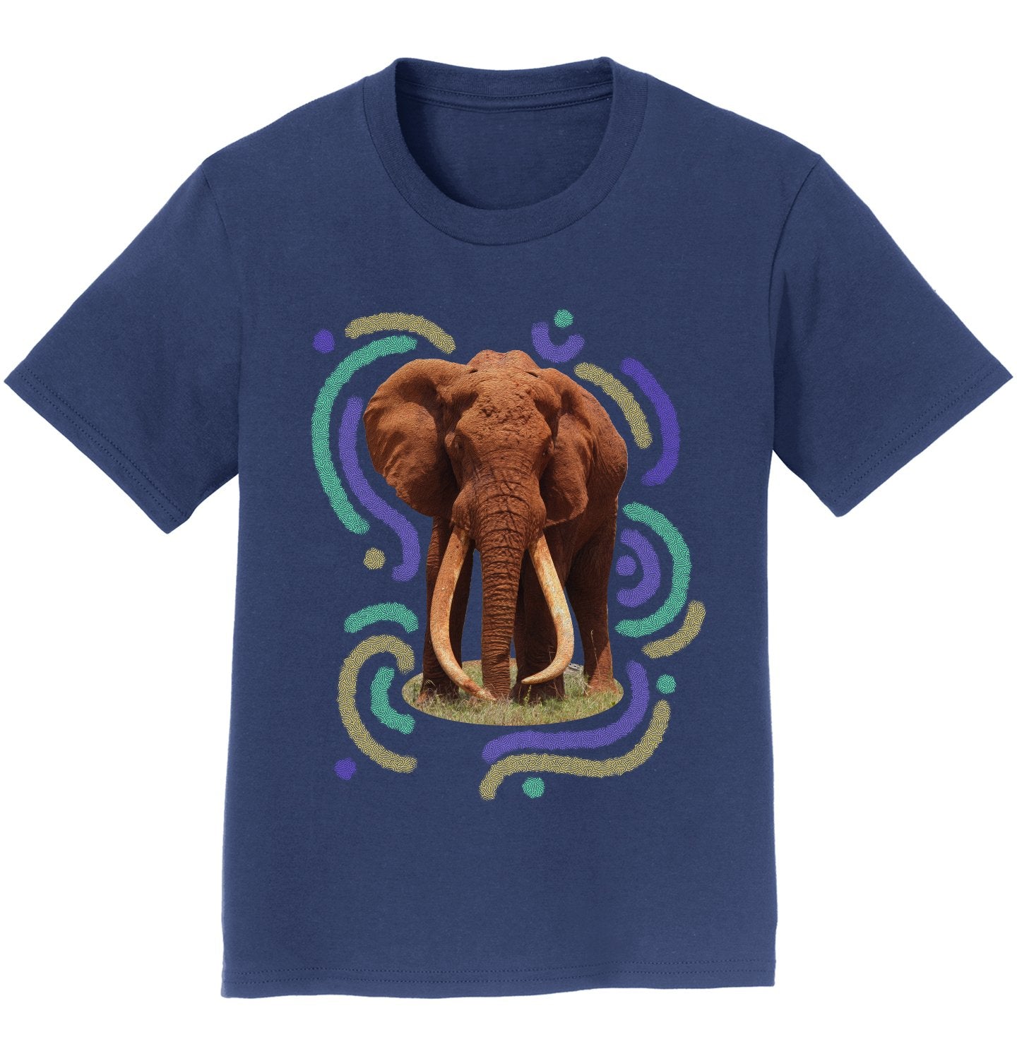 Wiggly Lines Elephant – Kids’ Unisex T-Shirt