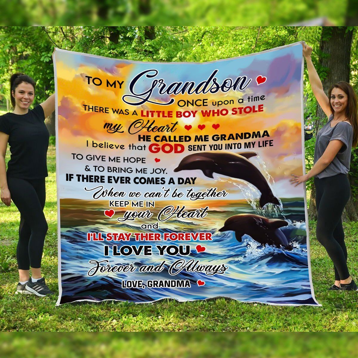 Blanket Grandma To Grandson There Was A Little Boy Who Stole My Heart Dolphin