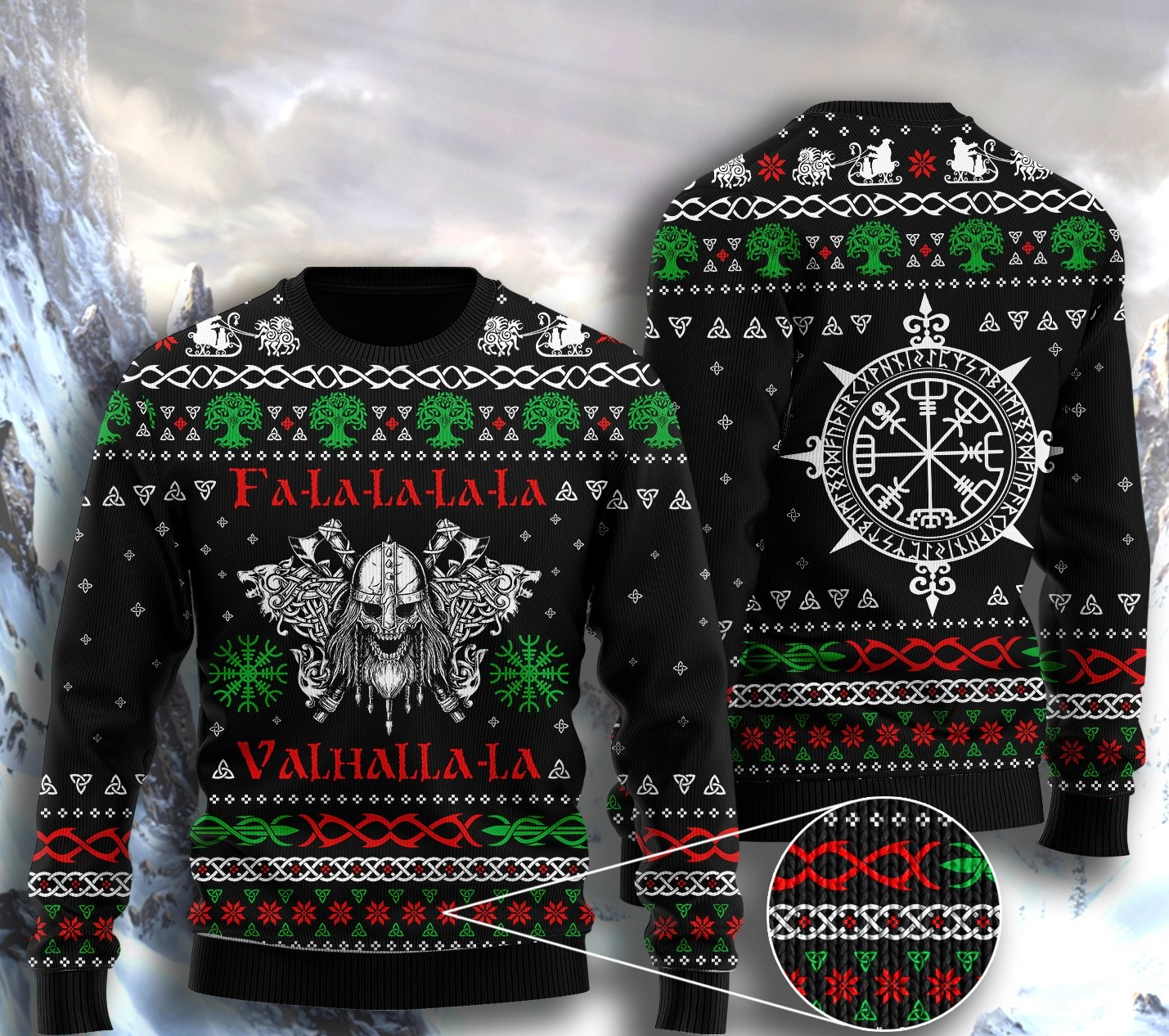 Viking Ugly Christmas Sweater | Unisex | Full Size | Adult | Colorful | US3035