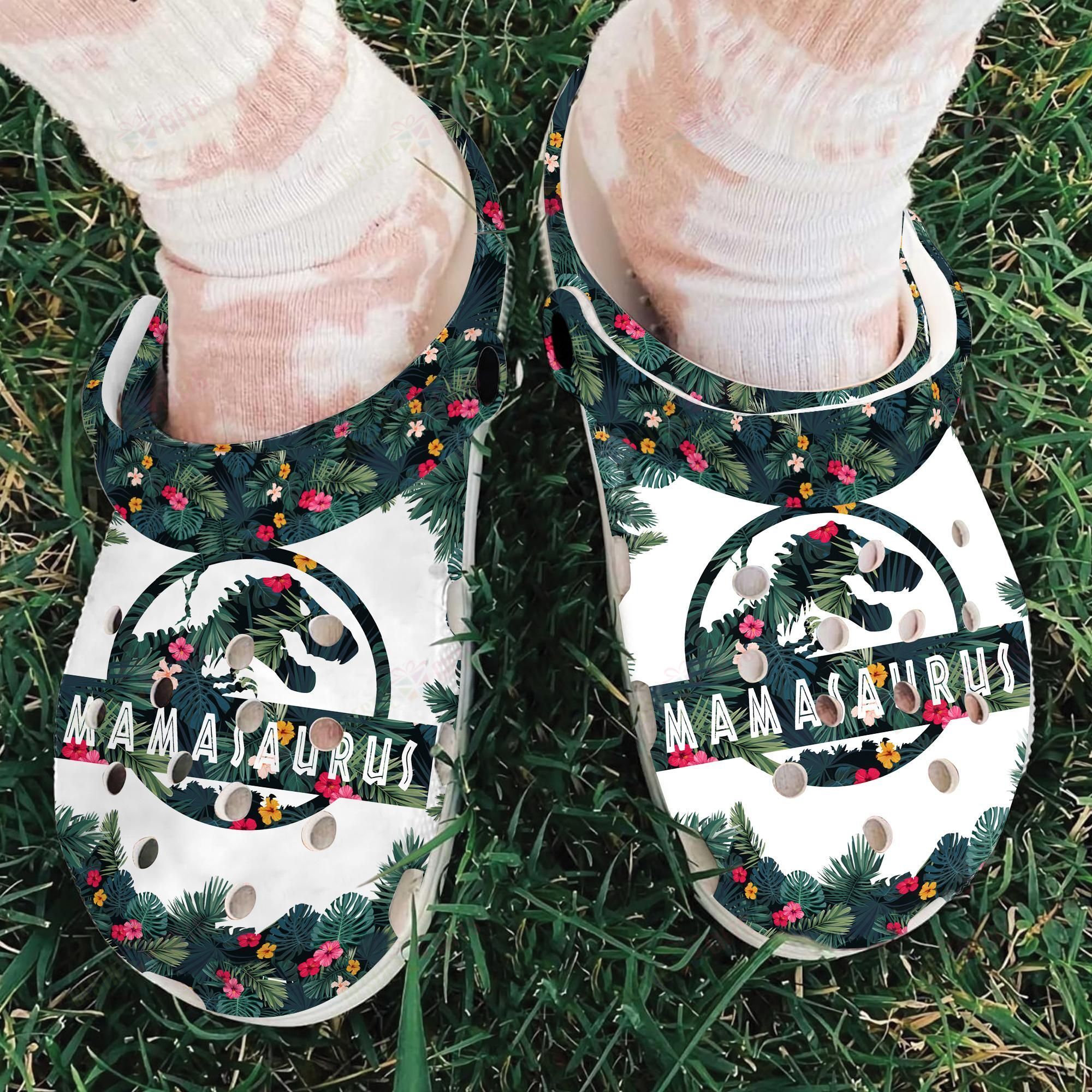 Mamasaurus Floral Crocs Classic Clogs Shoes