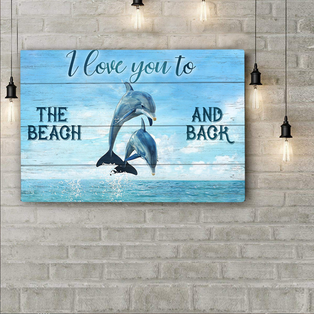 Dolphin Couple I Love You Horizontal Poster & Canvas Home Decor Wall Art Visual Art