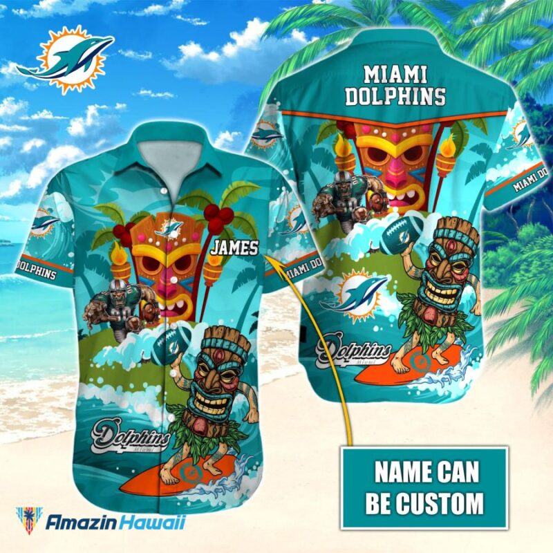 Miami Dolphins Nfl-Hawaiian Shirt Custom T-40152, Custom Hawaiian Shirt, Hawaiian Beach Short