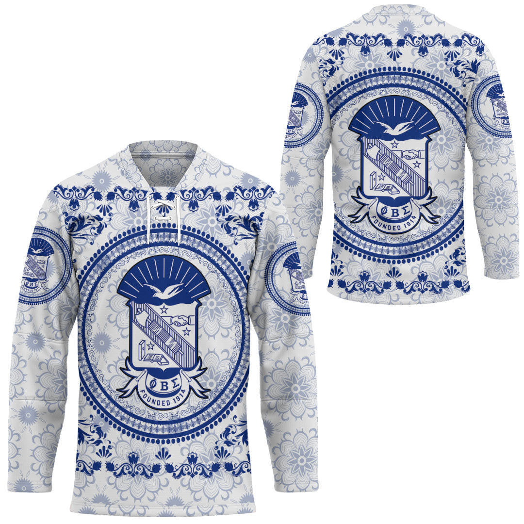 Africazone Clothing – Phi Beta Sigma Floral Pattern Hockey Jersey A35