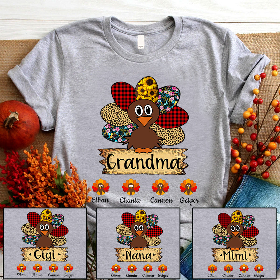 Grandma Turkey Leopard Cute Shirt