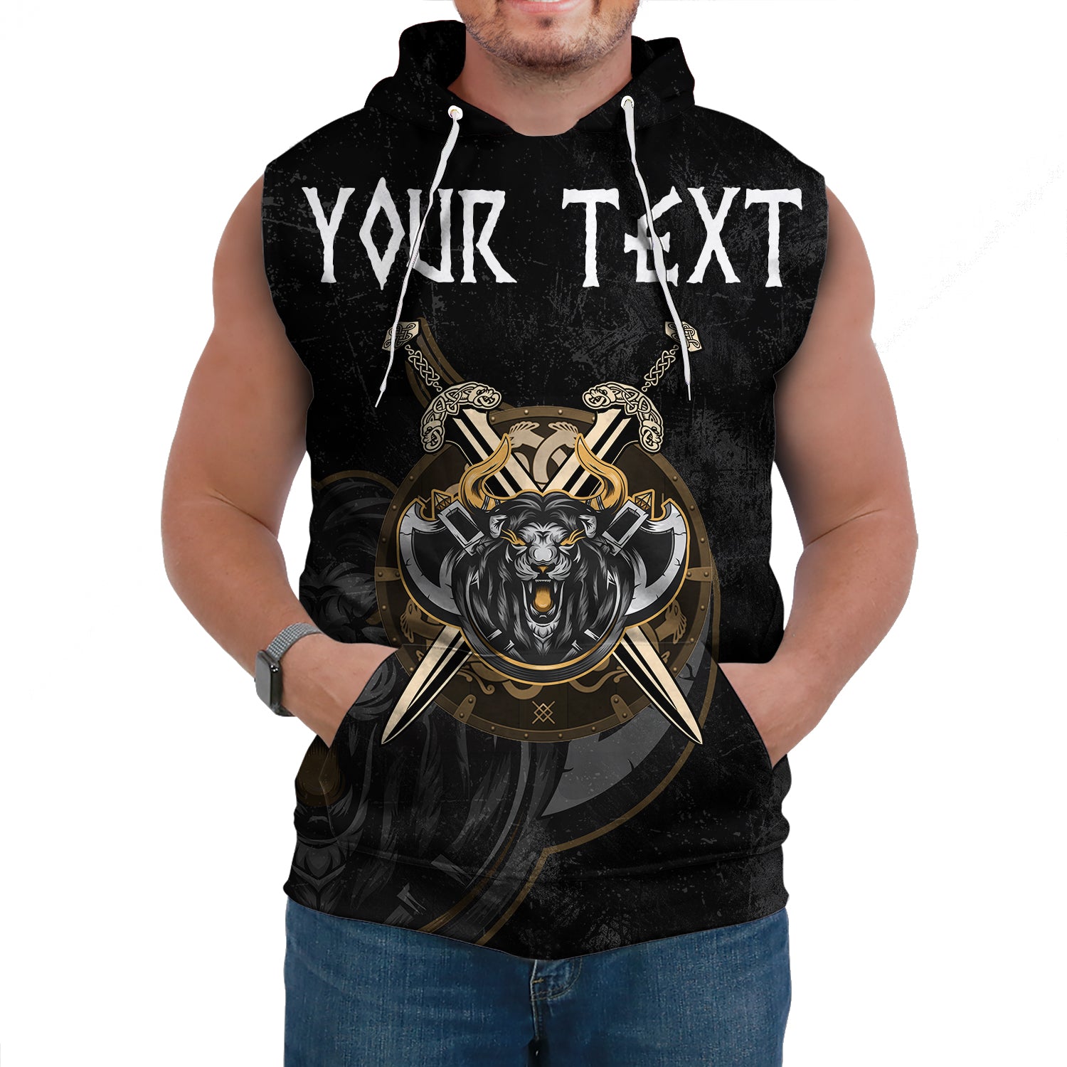 (Custom) Viking Style Sleeveless Hoodies – Viking Lion A27