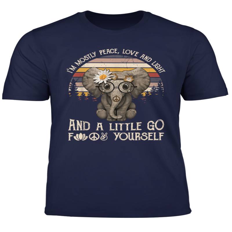 Hippie Elephant I M Mostly Peace Love Light Little Go Shirt