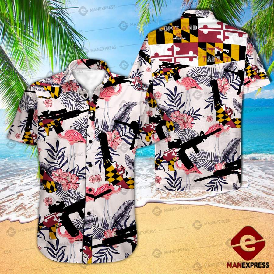 Maryland United Patriot Three Percenter Hawaiian Shirt Ha70816