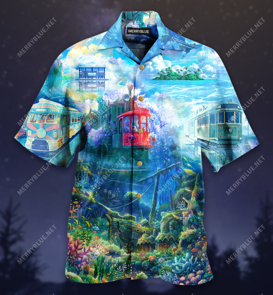 Fantasy Trains On The Ocean Unisex Hawaii Shirt Ha41546