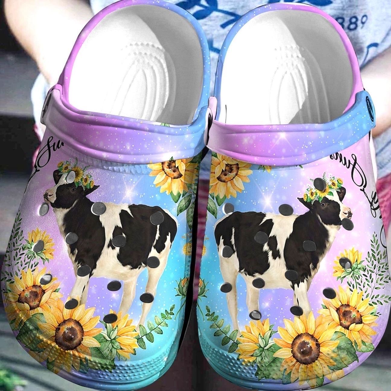 Cow Personalized Clog, Custom Name, Text, Color, Number Fashion Style For Women, Men, Kid, Print 3D Galaxy Cow