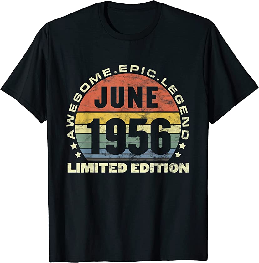 65-Year-Old in 2021 1956 of June Retro for Vintage T-Shirt