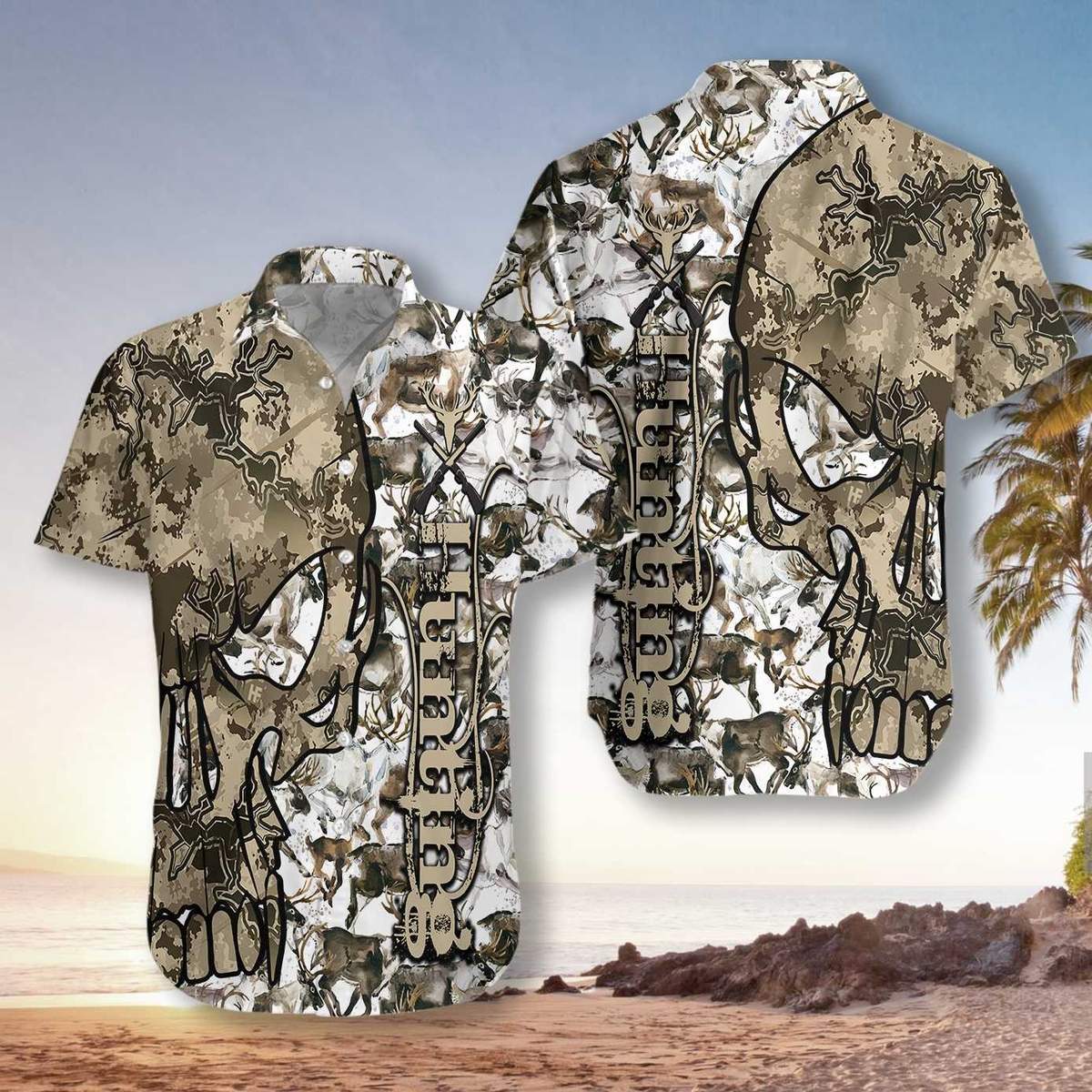 Hunting Skull Camo Unisex Aloha Hawaii Shirts For Men Women Ha110618