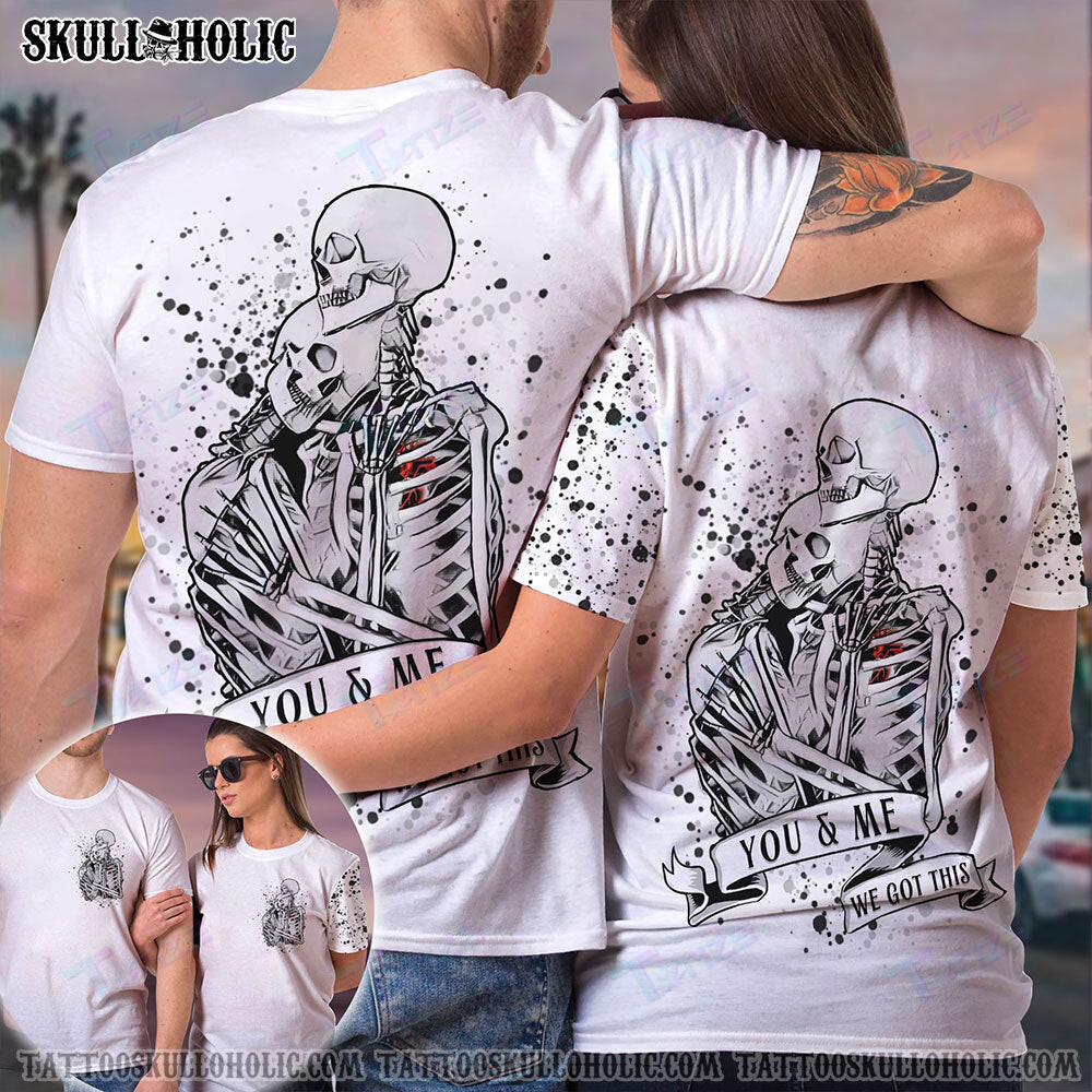 Matching Couple Shirt Skull Skeleton Couple You And Me 3D All Over Printed Shirt, Sweatshirt, Hoodie, Bomber Jacket Size S – 5Xl