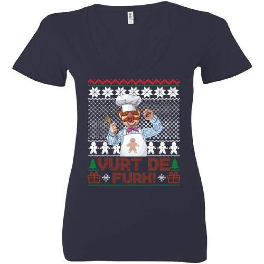 Vurt De Furk The Muppets Ugly Christmas Ladies Deep V-Neck