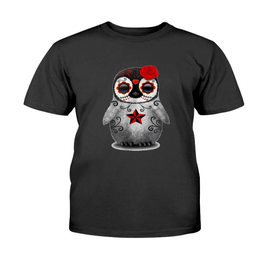 Sugar Skull Penguin T shirt Day Of The Dead Halloween Shirt