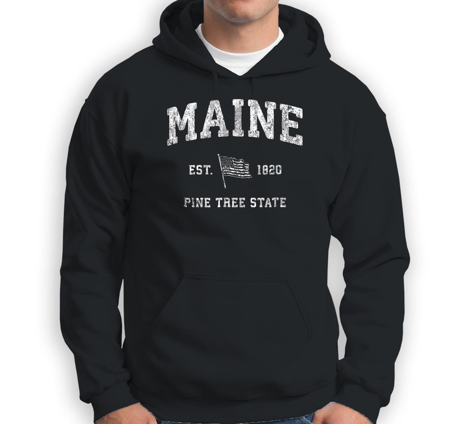 Maine Vintage Us Flag Sports Design Patriotic Sweatshirt & Hoodie ...