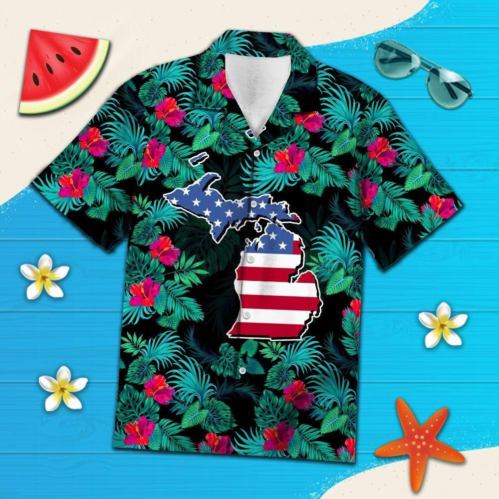 Aloha Shirt Michigan Tropical Ty2007  Hawaiian Shirt