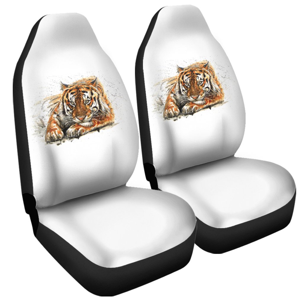 Watercolor Tiger Print Universal Fit Car Seat Covers