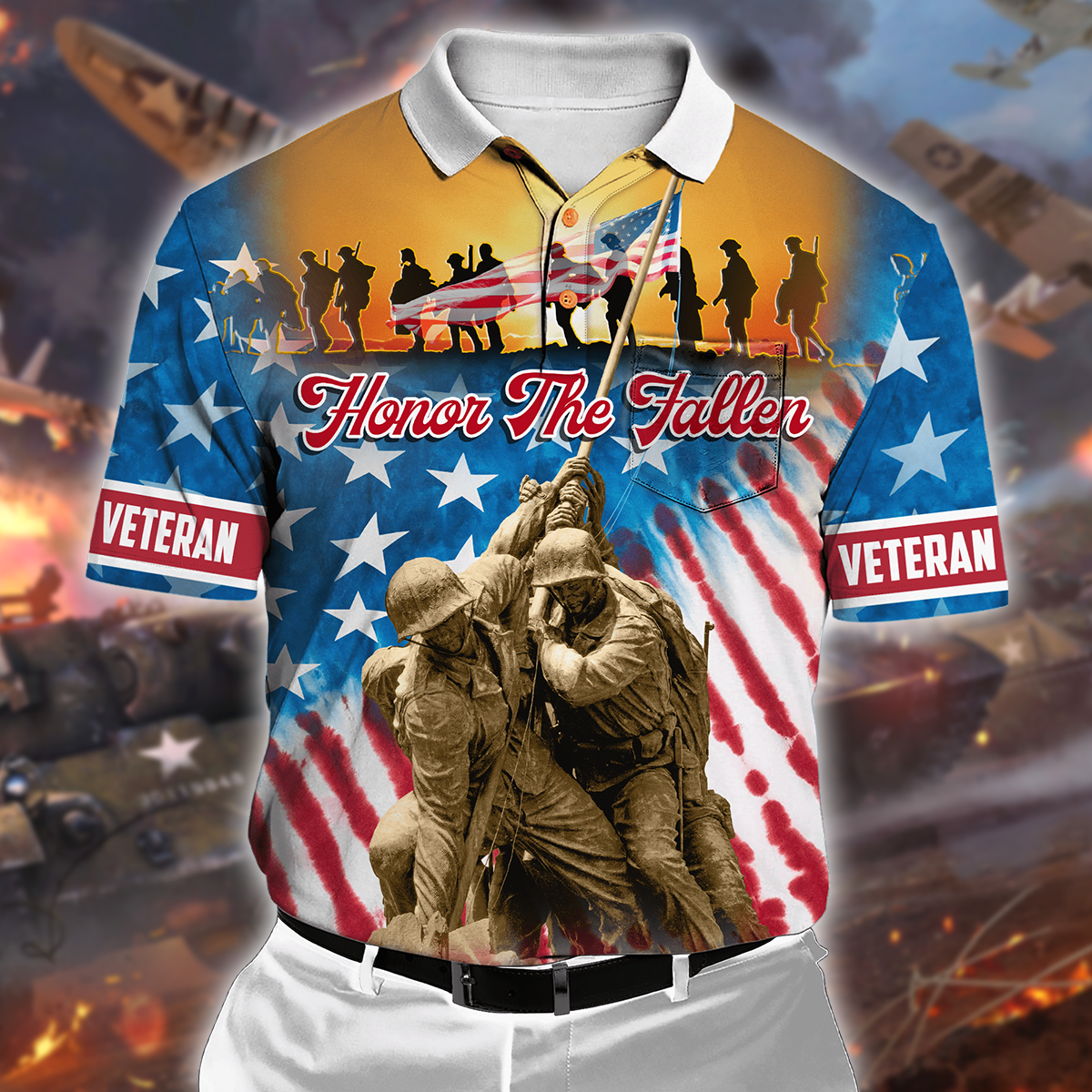 Us Veteran Polo Shirt, Honor The Fallen, Polo Shirt With Pocket For Soldier