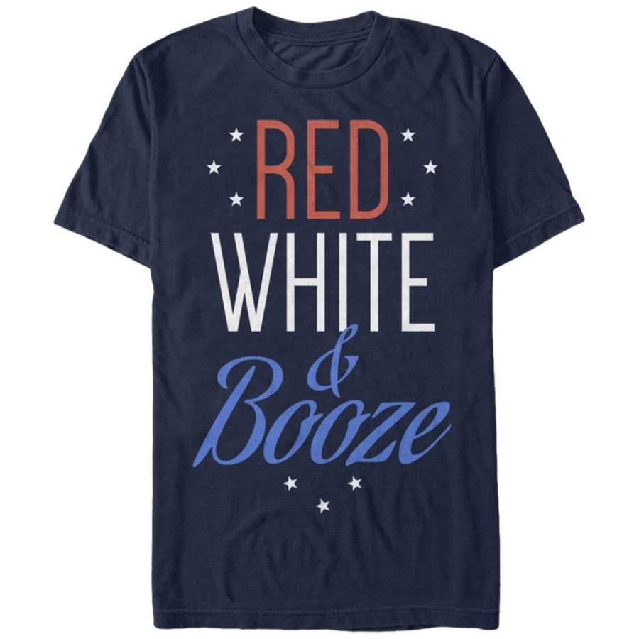 CHIN UP Men’s 4th of July and Booze  T Shirt Navy Blue