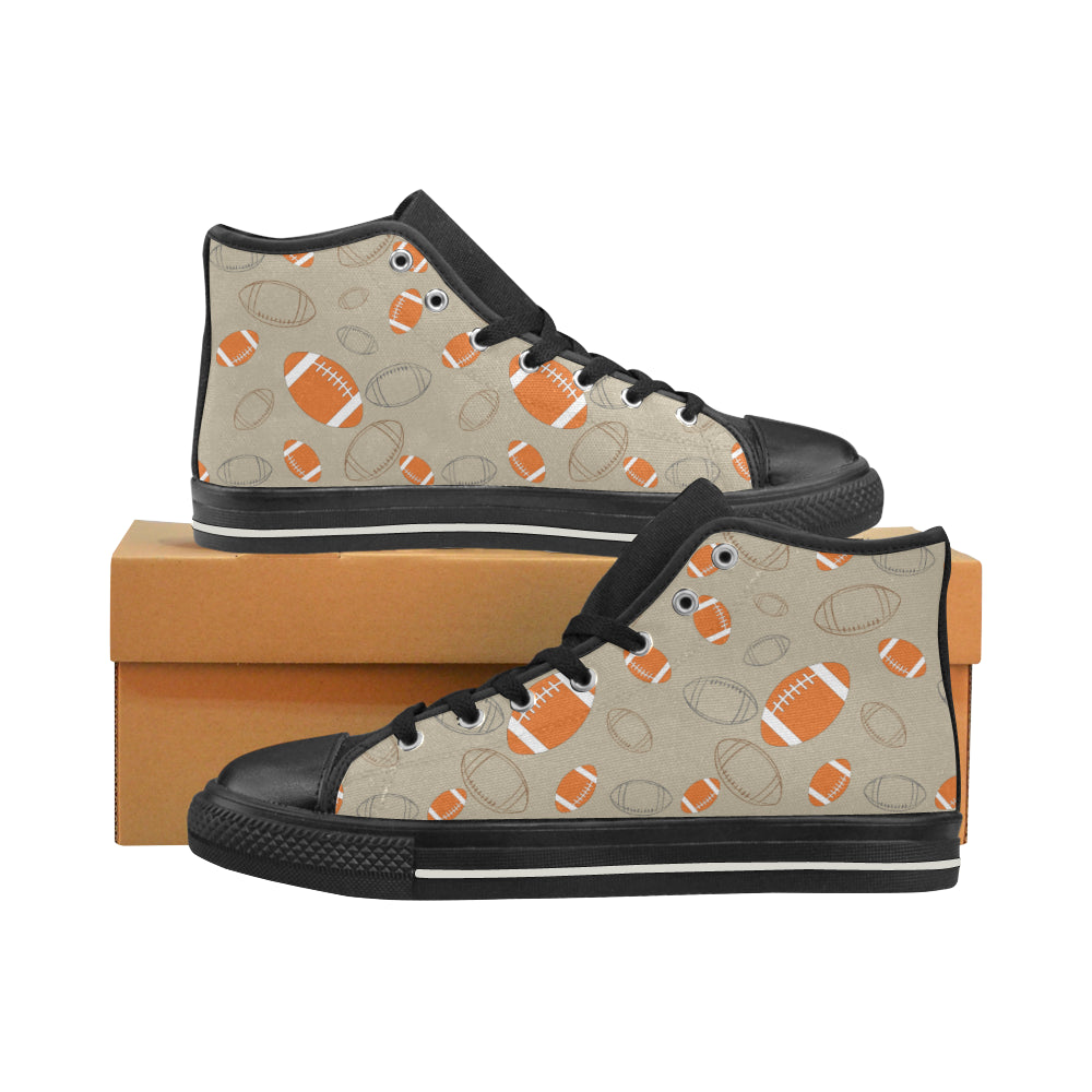 Rugby Pattern Black High Top Canvas Shoes for Kid