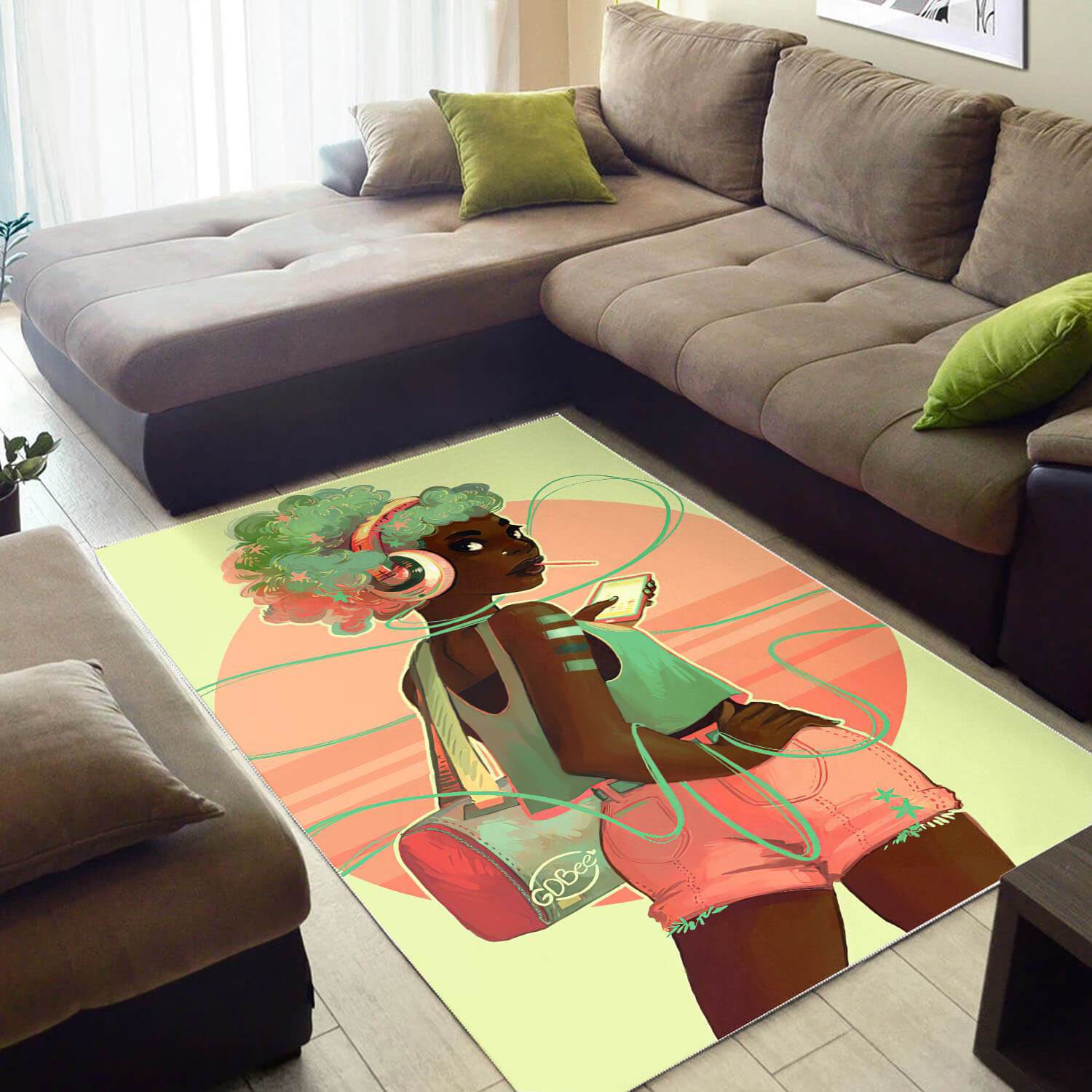 Afrocentric Rugs Beautiful Afro Woman African American Print Rug Modern Afrocentric Decor WBG09710