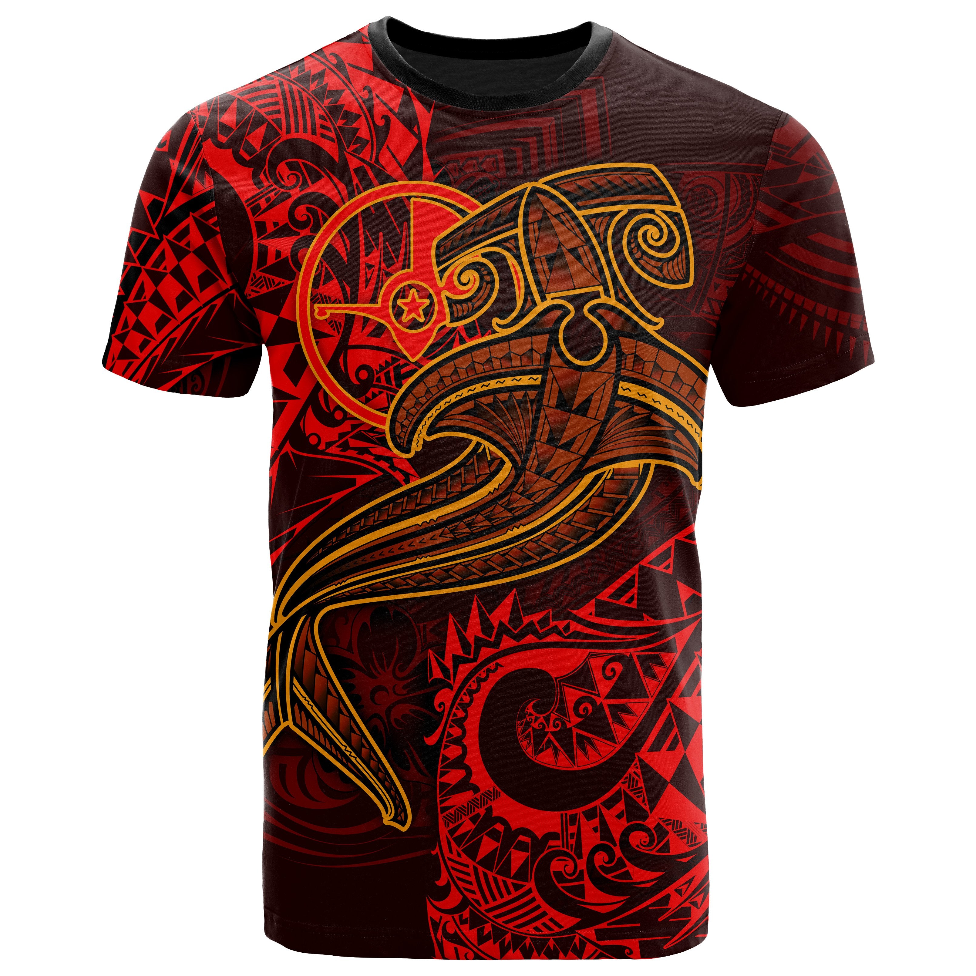 Yap T-Shirt  – Red Shark Polynesian Tattoo